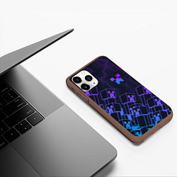 Чехол iPhone 11 Pro матовый Minecraft CREEPER NEON, цвет: 3D-коричневый — фото 2