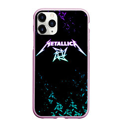 Чехол iPhone 11 Pro матовый Metallica металлика neon, цвет: 3D-розовый