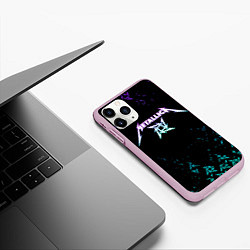 Чехол iPhone 11 Pro матовый Metallica металлика neon, цвет: 3D-розовый — фото 2