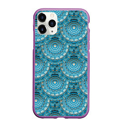 Чехол iPhone 11 Pro матовый Круговые узоры, цвет: 3D-фиолетовый