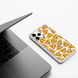 Чехол iPhone 11 Pro матовый Кусочки вкусной пиццы, цвет: 3D-белый — фото 2