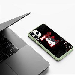 Чехол iPhone 11 Pro матовый Monokuma Паттерн, цвет: 3D-салатовый — фото 2