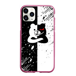 Чехол iPhone 11 Pro матовый Monokuma брызги, цвет: 3D-малиновый