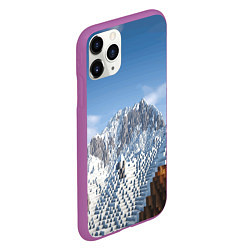 Чехол iPhone 11 Pro матовый Minecraft Mountains Video game, цвет: 3D-фиолетовый — фото 2