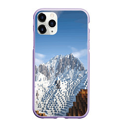 Чехол iPhone 11 Pro матовый Minecraft Mountains Video game, цвет: 3D-светло-сиреневый