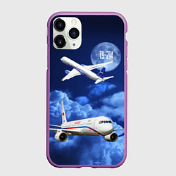 Чехол iPhone 11 Pro матовый Пассажирский самолет Ту-214, цвет: 3D-фиолетовый