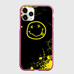 Чехол iPhone 11 Pro матовый Nirvana texture смайл, цвет: 3D-малиновый