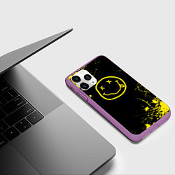 Чехол iPhone 11 Pro матовый Nirvana texture смайл, цвет: 3D-фиолетовый — фото 2