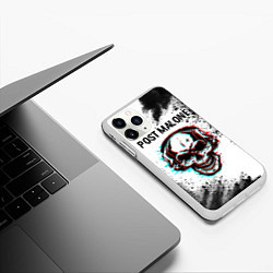 Чехол iPhone 11 Pro матовый Post Malone - ЧЕРЕП - Арт, цвет: 3D-белый — фото 2