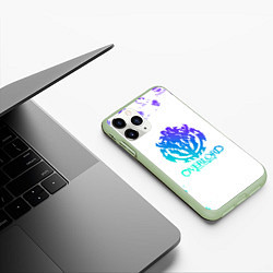 Чехол iPhone 11 Pro матовый Overlord неоновый логотип, цвет: 3D-салатовый — фото 2