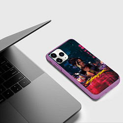 Чехол iPhone 11 Pro матовый Панам Cyberpunk2077, цвет: 3D-фиолетовый — фото 2