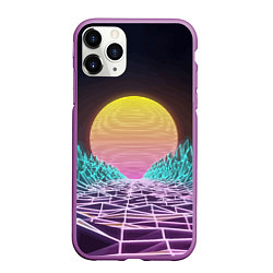 Чехол iPhone 11 Pro матовый Vaporwave Закат солнца в горах Neon, цвет: 3D-фиолетовый