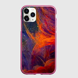 Чехол iPhone 11 Pro матовый Разноцветный абстрактный дым, цвет: 3D-малиновый