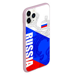 Чехол iPhone 11 Pro матовый RUSSIA - SPORTWEAR - ТРИКОЛОР, цвет: 3D-розовый — фото 2