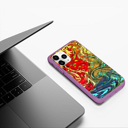 Чехол iPhone 11 Pro матовый Хаотичные линии Abstract pattern, цвет: 3D-фиолетовый — фото 2