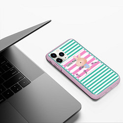 Чехол iPhone 11 Pro матовый Веселый рисунок -Зайка моя, цвет: 3D-розовый — фото 2