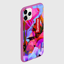 Чехол iPhone 11 Pro матовый Красочный летний цветочный паттерн Summer color pa, цвет: 3D-фиолетовый — фото 2