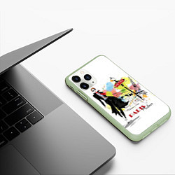 Чехол iPhone 11 Pro матовый Девушка, Париж, метро, цвет: 3D-салатовый — фото 2