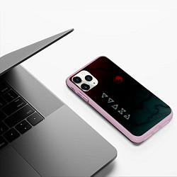 Чехол iPhone 11 Pro матовый The witcher Волк Черные Молнии, цвет: 3D-розовый — фото 2