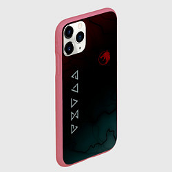 Чехол iPhone 11 Pro матовый The witcher Волк Черные Молнии, цвет: 3D-малиновый — фото 2