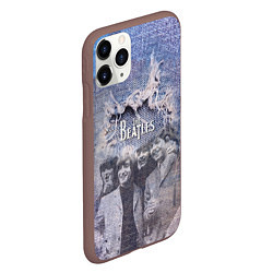 Чехол iPhone 11 Pro матовый The Beatles Легендарная Ливерпульская четвёрка, цвет: 3D-коричневый — фото 2