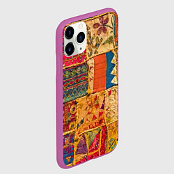 Чехол iPhone 11 Pro матовый Пэчворк Лоскутное одеяло Patchwork Quilt, цвет: 3D-фиолетовый — фото 2