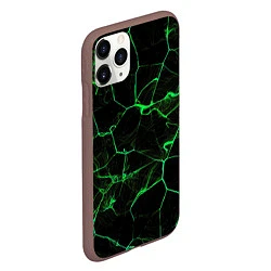 Чехол iPhone 11 Pro матовый Абстракция - Черно-зеленый фон - дым, цвет: 3D-коричневый — фото 2