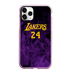 Чехол iPhone 11 Pro матовый Lakers 24 фиолетовое пламя, цвет: 3D-розовый