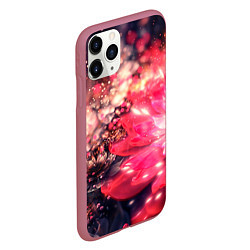 Чехол iPhone 11 Pro матовый Нежные цветы и блестки, цвет: 3D-малиновый — фото 2