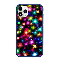 Чехол iPhone 11 Pro матовый ЦВЕТНЫЕ ЗВЕЗДЫ COLORED STARS, цвет: 3D-тёмно-синий