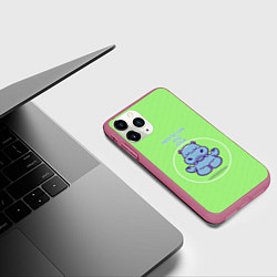 Чехол iPhone 11 Pro матовый Бегемотик медитирует, цвет: 3D-малиновый — фото 2