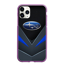 Чехол iPhone 11 Pro матовый Спортивная броня Subaru, цвет: 3D-фиолетовый