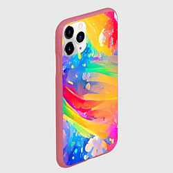 Чехол iPhone 11 Pro матовый Радужный рисунок, цвет: 3D-малиновый — фото 2