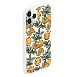 Чехол iPhone 11 Pro матовый Узор из тропических апельсинов, цвет: 3D-белый — фото 2