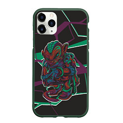 Чехол iPhone 11 Pro матовый Страшная обезьяна, цвет: 3D-темно-зеленый
