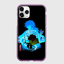 Чехол iPhone 11 Pro матовый Томиока Гию Клинок рассекающий демонов, цвет: 3D-фиолетовый