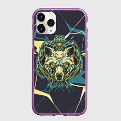 Чехол iPhone 11 Pro матовый Талисман волк, цвет: 3D-фиолетовый