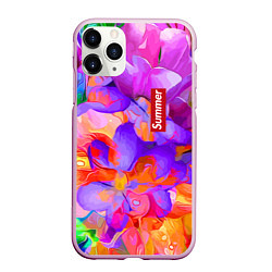 Чехол iPhone 11 Pro матовый Красочный цветочный паттерн Лето Colorful Floral P, цвет: 3D-розовый