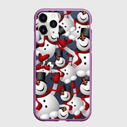 Чехол iPhone 11 Pro матовый ВОЗДУШНЫЕ СНЕГОВИКИ, цвет: 3D-фиолетовый