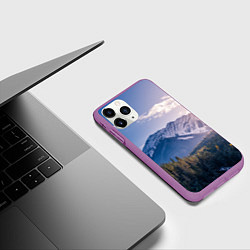 Чехол iPhone 11 Pro матовый Горы Лес Солнце, цвет: 3D-фиолетовый — фото 2