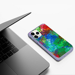 Чехол iPhone 11 Pro матовый Разноцветные кляксы, цвет: 3D-светло-сиреневый — фото 2