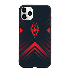 Чехол iPhone 11 Pro матовый Красный Символ Skyrim на темном фоне со стрелками, цвет: 3D-черный