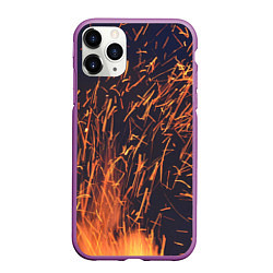 Чехол iPhone 11 Pro матовый Искры от пламени, цвет: 3D-фиолетовый