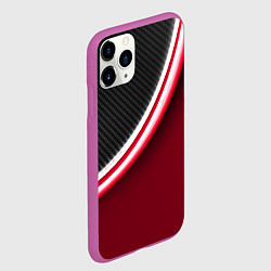 Чехол iPhone 11 Pro матовый Перфорация - красный неон, цвет: 3D-фиолетовый — фото 2