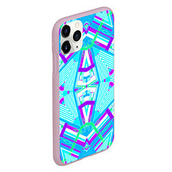 Чехол iPhone 11 Pro матовый Геометрический орнамент в голубых тонах, цвет: 3D-розовый — фото 2