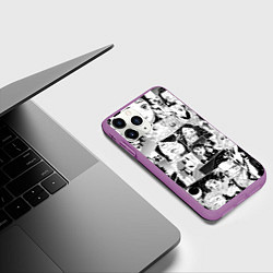 Чехол iPhone 11 Pro матовый Клинок рассекающий демонов паттерн, цвет: 3D-фиолетовый — фото 2