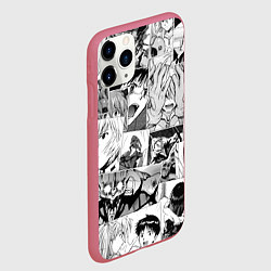 Чехол iPhone 11 Pro матовый Евангелион паттерн, цвет: 3D-малиновый — фото 2