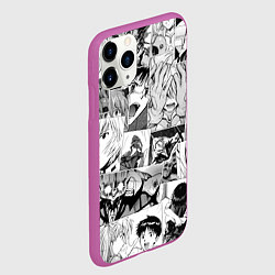 Чехол iPhone 11 Pro матовый Евангелион паттерн, цвет: 3D-фиолетовый — фото 2