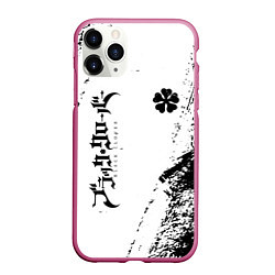 Чехол iPhone 11 Pro матовый Black clover чёрный клевер вертикальная надпись, цвет: 3D-малиновый