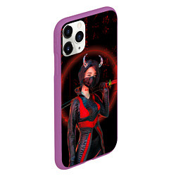 Чехол iPhone 11 Pro матовый Neon oni кунаичи, цвет: 3D-фиолетовый — фото 2